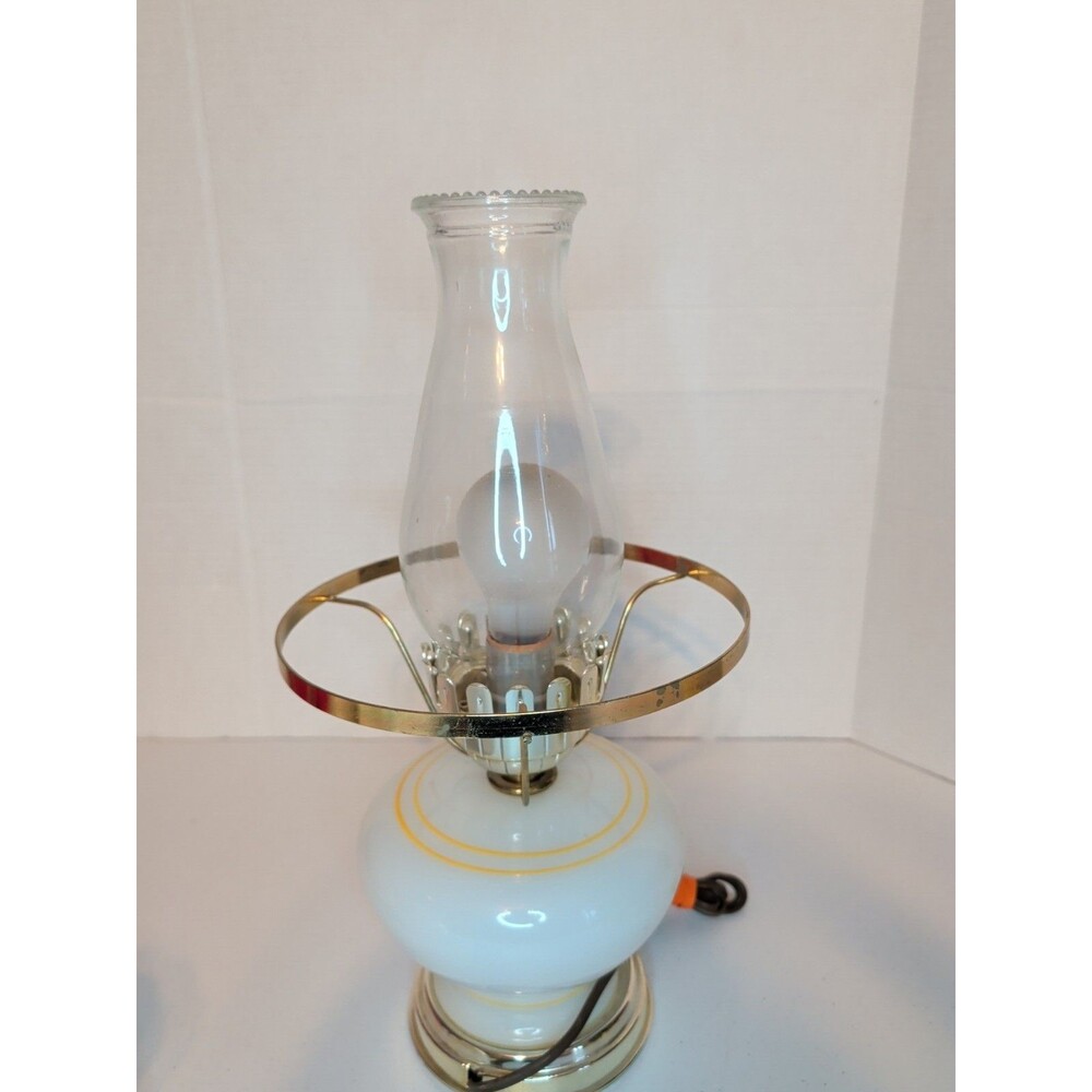 VTG Milk Glass Table Lamp Yellow Rose Electric Country Cottage Floral Garden 16” - Picture 6 of 8